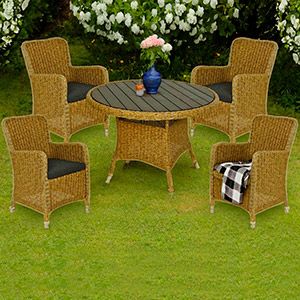 Садовая мебель из искусственного ротанга БЕРКШИР (4 кресла и столик), коричневая