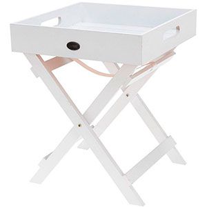 Сервировочный столик-поднос LIVING со складными ножками, деревянный, белый, 30х30х36 см