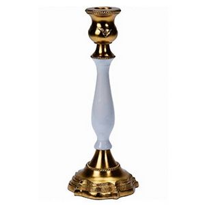 Канделябр МАЛЬМЕЗОН, на одну свечу, белый с золотым, 23 см