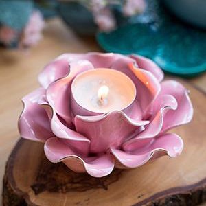 Керамический подсвечник РОЗАЙО для одной свечи, розовый, 11 см