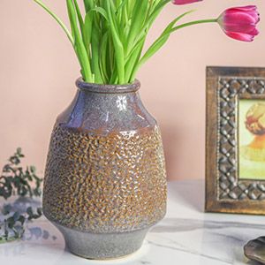 Керамическая ваза СЛЕДЫ НА ПЕСКЕ, ручной работы, фиолетовая, 26 см