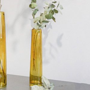 Стеклянная ваза КСАНДРА, янтарная, 30 см