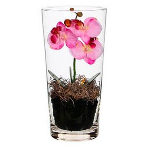 Искусственная орхидея ФАЛЕНОПСИС в конической вазе, нежно-розовый, 30 см