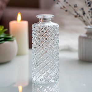 Декоративная бутыль-ваза КАРАФ РОМБИ, стекло,13х6 см