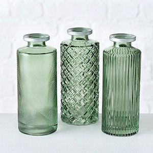 Набор ваз-бутылок ФОДЕРАТО, стекло, зеленый, 13 см, 3 шт.
