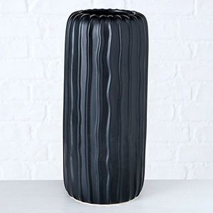 Керамическая ваза КАТРАМЕ цилиндрическая, черная, 26 см