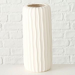 Керамическая ваза ФАРИНА цилиндрическая, белая, 26 см