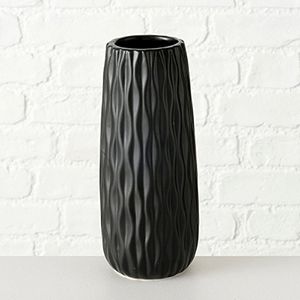 Керамическая ваза КАТРАМЕ мелкие волны, черная, 25 см