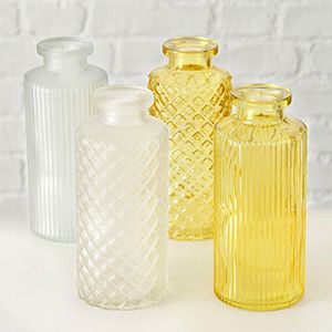 Набор декоративных ваз-бутылок ФОДЕРАТО, прозрачно-матовый и жёлтый, 14 см, 4 шт.