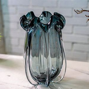 Стеклянная ваза АКВА ФЬОРИТТА, серая, 30 см