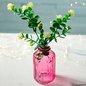 Стеклянная ваза-бутылка ЧАЙНАЯ РОЗА, светло-розовая, 10 см