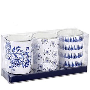 Набор декоративных свечей в стаканах ДЕЛФТ: ТРАДИЦИИ, 6х5 см, 3 шт.