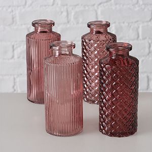 Набор декоративных ваз/бутылей ФОДЕРАТО, стекло, розовый, 14 см, 4 шт.