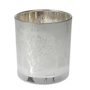 Подсвечник КОВЕРТ, стекло, серебряный, 8 см