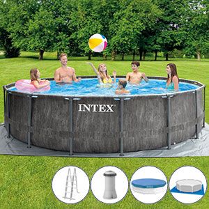 Бассейн каркасный Intex Greywood Prism Frame Pool, 457 х 122 см + фильтр-насос + аксессуары, INTEX