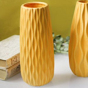 Керамическая ваза ЛУАНА прямая, жёлтая, 24х10 см