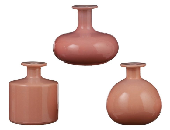 Декоративная стеклянная вазочка АЛХИМИЯ, розовая, прозрачная, форма -  приплюснутый шар, 12х14 см