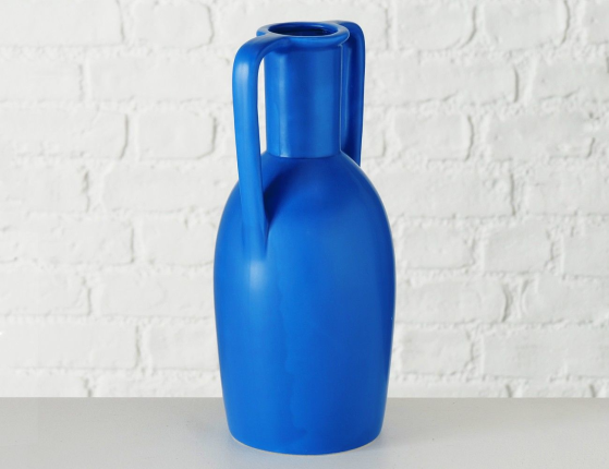 Керамическая ваза амфора ИЯ, голубая, 26 см