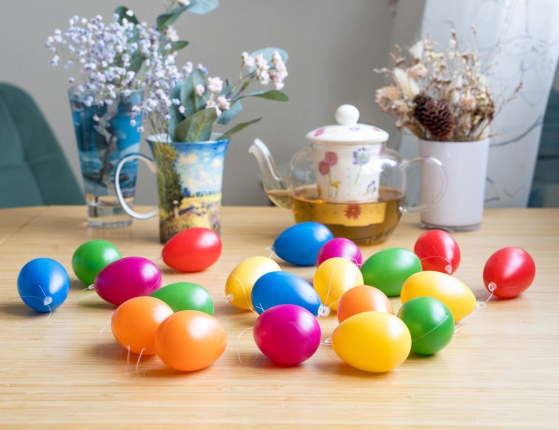 Декоративные пасхальные яйца РАЗНОЦВЕТНОЕ НАСТРОЕНИЕ, пластиковые, 6 см (20 шт.)