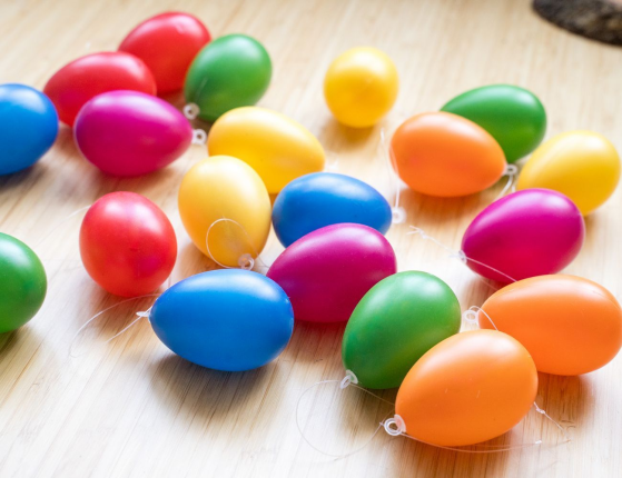Декоративные пасхальные яйца РАЗНОЦВЕТНОЕ НАСТРОЕНИЕ, пластиковые, 6 см (20 шт.)