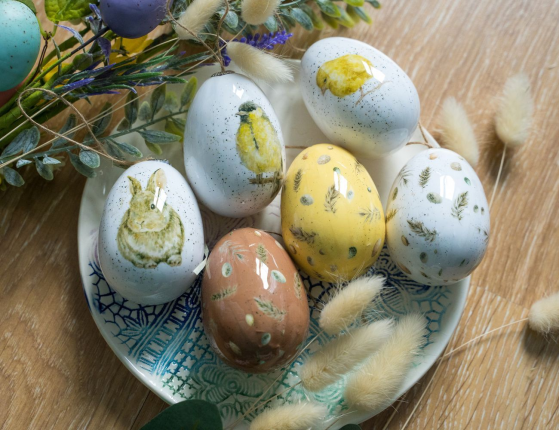 Декоративные пасхальные яйца ВОЗДУШНАЯ ПАСТЕЛЬ, подарочный набор, 7.5 см (упаковка 6 шт.)