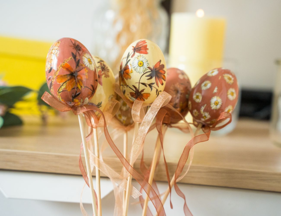 Декоративные пасхальные яйца на палочках УСЛАДА ДЛЯ ДУШИ, 6 см (упаковка 6 шт.)