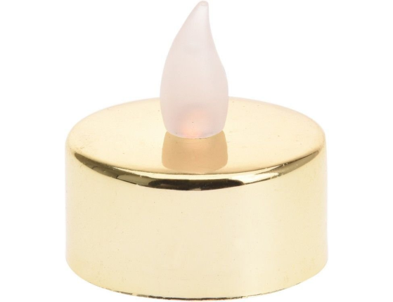 Чайная свеча ГЛЯНЦЕВЫЙ СТИЛЬ, золотая, янтарный LED-огонь, 3.8х3.5 см