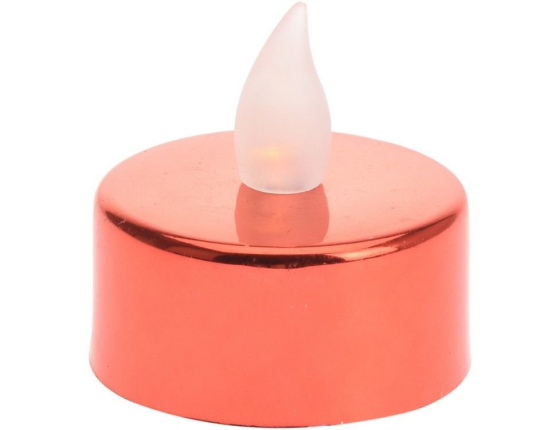 Чайная свеча ГЛЯНЦЕВЫЙ СТИЛЬ, красная, янтарный LED-огонь, 3.8х3.5 см