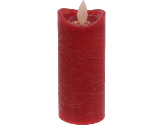 Восковая свеча ТАНЦУЮЩЕЕ ПЛАМЯ, красная, тёплый белый LED-огонь колышущийся, 5х11 см, таймер