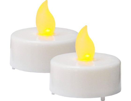 Набор чайных свечей PAULO (2 шт.), белые, LED-огни мерцающие, 3.8х3.8 см