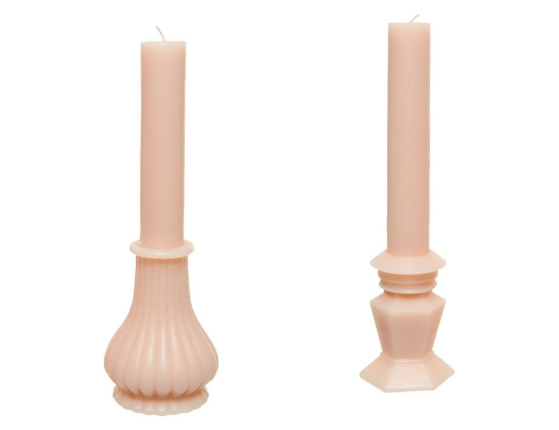 Декоративная свеча АНТИЧНОЕ ИЗЯЩЕСТВО с гранёным основанием, нежно-розовая, парафин, 25 см
