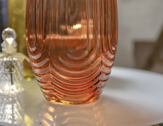 Стеклянная ваза АМБРА КЬЯРА, ручной работы, янтарная, 35 см
