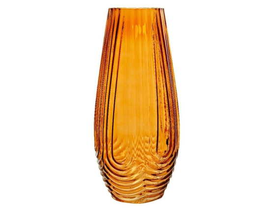 Стеклянная ваза АМБРА КЬЯРА, ручной работы, янтарная, 35 см