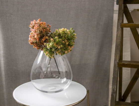 Стеклянная ваза АЖЕЛИ, прозрачная, 37 см