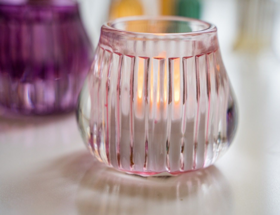 Подсвечник под чайную свечу ЭЛИСОН нежно-розовый, стекло, 7х8 см