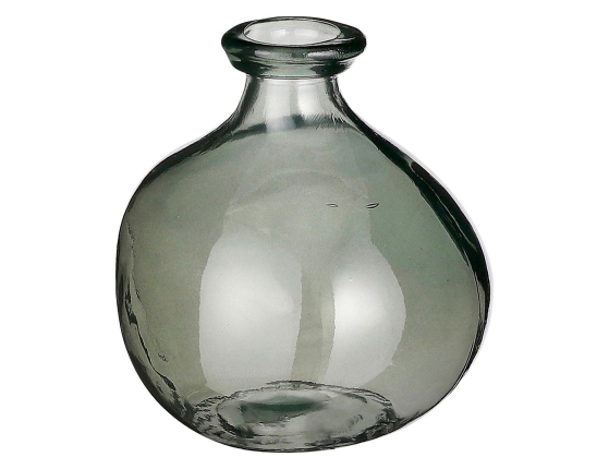Декоративная ваза ПИНТО, стекло, зеленая, прозрачная, 18 см