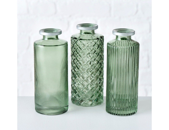 Набор ваз-бутылок ФОДЕРАТО, стекло, зеленый, 13 см, 3 шт.