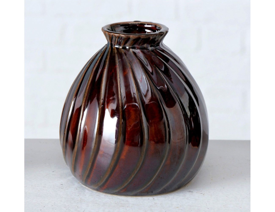 Фарфоровая ваза ВОСТОЧНЫЕ МОТИВЫ, темно-коричневая, 11 см