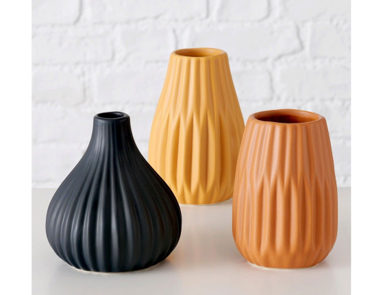 Набор керамических ваз ТОРРЭ, оранжевые+черная, 11-13 см, 3 шт.