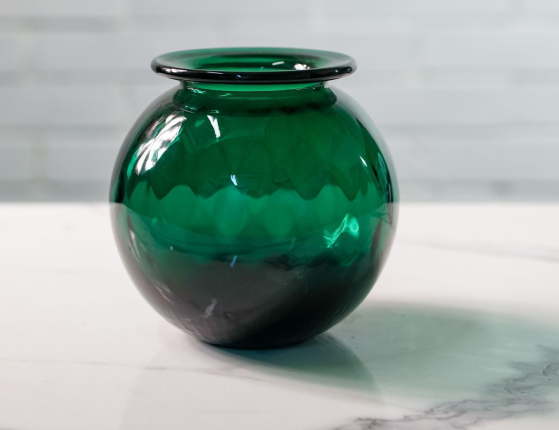 Стеклянная ваза ПАЛЛА ЭСТЕТИКО, зелёная, 15 см