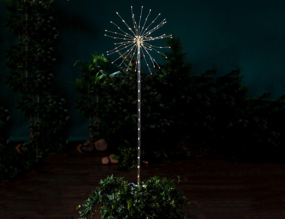 Светящееся деревце  ВЕЧЕРНИЙ ОДУВАНЧИК, 152 тёплых белых микро LED-огня, 35х100 см, контроллер, таймер, батарейки, уличное, Star Trading