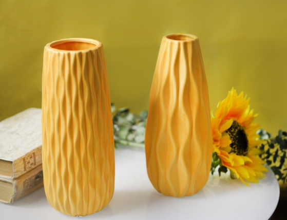 Керамическая ваза ЛУАНА, жёлтая, 24х10 см