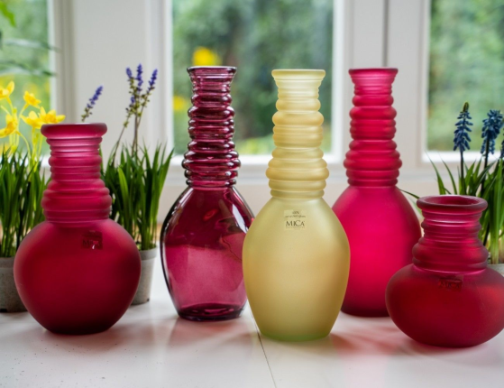 Стеклянная ваза ГРАНАДА, матовая, бордовая, 30х12 см