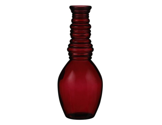 Стеклянная ваза ГРАНАДА, прозрачная, бордовая, 30х12 см