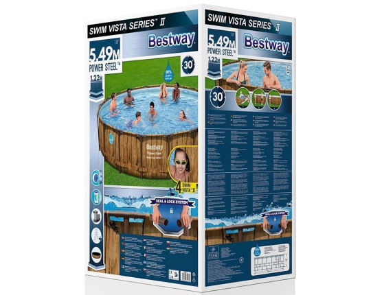Каркасный бассейн Power Steel Swim Vista Series II + фильтр-насос + аксессуары, 549x122 см, BestWay