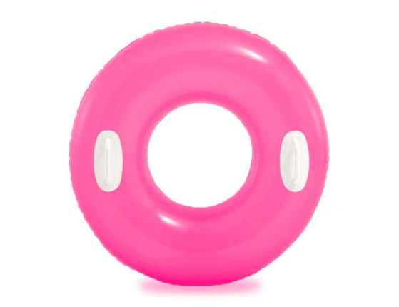 Надувной круг Блестящий с ручками, розовый, диаметр 76 см, от 8 лет