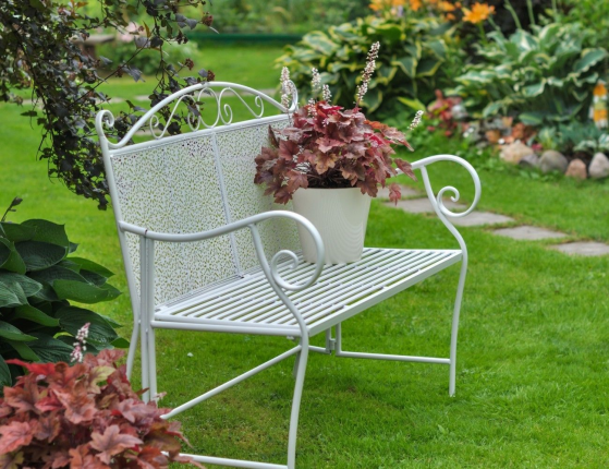 Кованая садовая скамейка ЛИЛЛИ, белая, 105х55х95 см