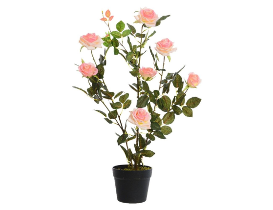 Искусственное растение РОЗОВЫЙ КУСТ в горшке, большой, полиэстер, розовый, 80 см