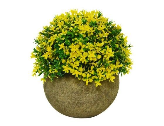 Искусственное растение в горшке BUSH BALL, пластик, зелёное с жёлтым, 12х13 см
