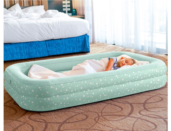 Детская надувная кровать Kidz Travel Bed Set INTEX с насосом, 107х168x25 см